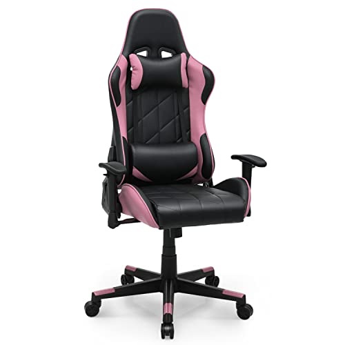 MoNiBloom Ergonomic PC Gaming Chair Comfortable Racing Style Gamer Chair Home Office Leather Desk Chair, Adjustable Lumbar Support & Headrest…