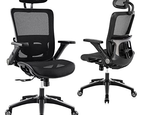 Office Chair Ergonomic Mesh Chair High Back Computer Desk Chair with 3D Armrest Adjustable Lumbar Support and Headrest Receling Chair,…