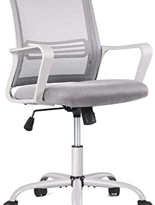 Adjustable Home Office Chair Mid Back Breathable Mesh, Height Adjustable, Comfortable Armrests, Padded Seat, Ergonomic Lumbar Support, Swivel Rolling, Tilting…
