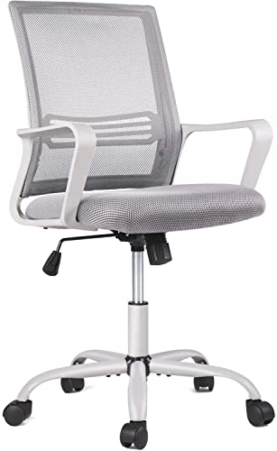 Adjustable Home Office Chair Mid Back Breathable Mesh, Height Adjustable, Comfortable Armrests, Padded Seat, Ergonomic Lumbar Support, Swivel Rolling, Tilting…