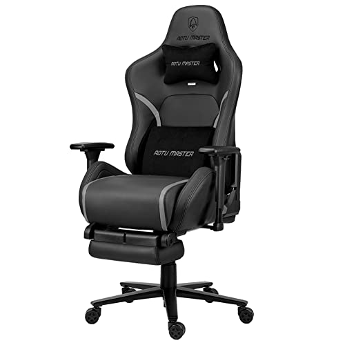 High Back Ergonomic Gaming Chair with Retractable Footrest Soft Headrest & Big Lumbar Support, Height Adjustable Swivel Racing Recliner Office…