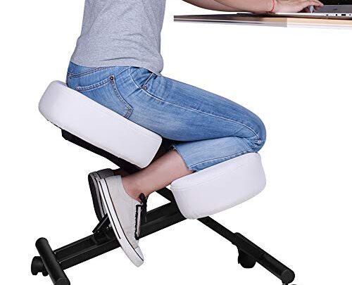 DRAGONN by VIVO Ergonomic Kneeling Chair, Adjustable Stool for Home and Office – Improve Your Posture with an Angled Seat…
