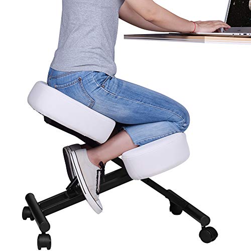 DRAGONN by VIVO Ergonomic Kneeling Chair, Adjustable Stool for Home and Office – Improve Your Posture with an Angled Seat…