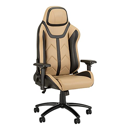 Norwood Commercial Furniture NOR-UTH3000BG-SO High-Back Racing-Style Gaming Chair, Beige/Black