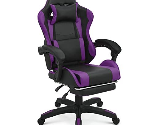 MoNiBloom Gaming Chair Office Chair Leather High Back Computer Chair with Headrest and Lumbar Support 360° Swivel Ergonomic Footrest Adjustable…