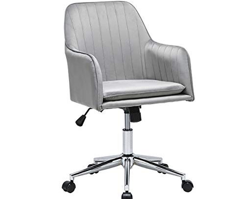 BURENMTO Home Office Chair, Modern Velvet Desk Chair with Wheels, 360° Swivel & Height Adjustable Ergonomic Desk Chairs, Mid Back…