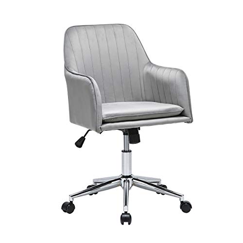 BURENMTO Home Office Chair, Modern Velvet Desk Chair with Wheels, 360° Swivel & Height Adjustable Ergonomic Desk Chairs, Mid Back…