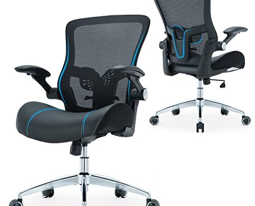Office Chair, Ergonomic Desk Chair, Mid Mesh Back Home Office Desk Chairs With Left-Right Adjustment & Flip-Up Arms & Adjustable…