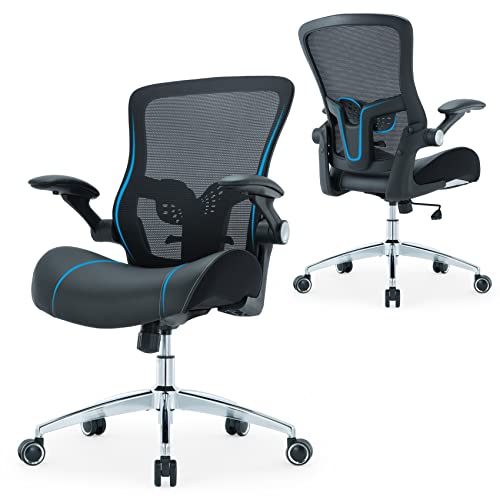 Office Chair, Ergonomic Desk Chair, Mid Mesh Back Home Office Desk Chairs With Left-Right Adjustment & Flip-Up Arms & Adjustable…