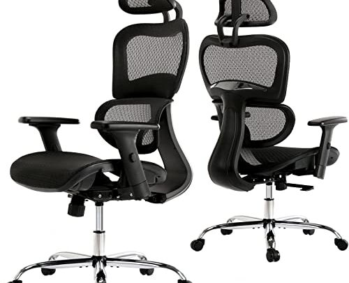 SMUG Ergonomic Office High Back Computer, Mesh Home Desk Lumbar Support, Tilt and Lock, Comfy Rolling Executive Swivel Task Chair…