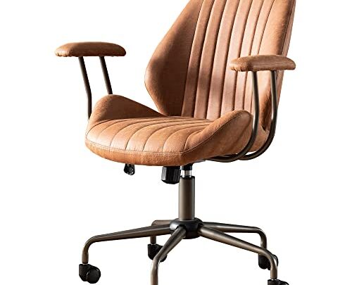 ovios Ergonomic Office Chair Modern Computer Desk Chair Suede Fabric Desk Chair with Armrests for Executive or Home Office (Brown)
