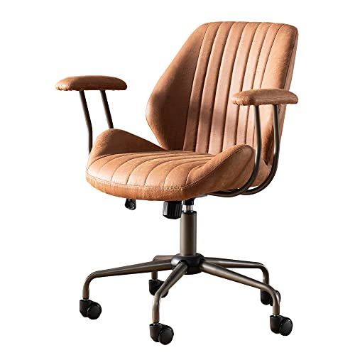 ovios Ergonomic Office Chair Modern Computer Desk Chair Suede Fabric Desk Chair with Armrests for Executive or Home Office (Brown)