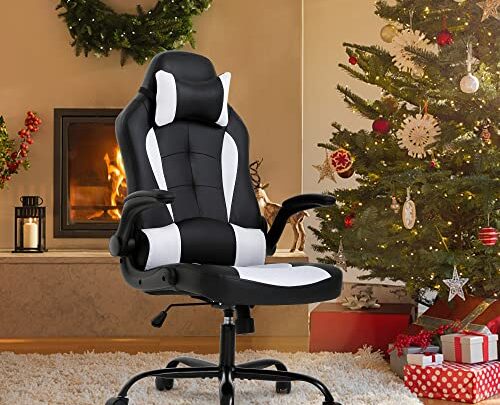 Ergonomic Gaming Chair, Gaming Chair with Headrest, Office Computer Chair Racing Chair with Wheels & Lumbar Support, High Back Gamer…