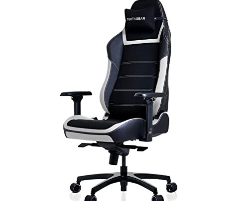 VERTAGEAR PL6800 Ergonomic Big & Tall Gaming Chair Featuring ContourMax Lumbar & VertaAir Seat Systems – Black/White