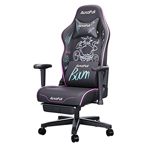 AutoFull Graffiti Gaming Chair Big and Tall Ergonomic Computer Chair Adjustable Rocking Wear-Resistant Super Soft PU Leather Racing Chair with…