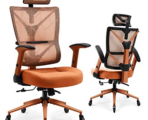 YAMASORO High Back Ergonomic Mesh Office Chair, Metal Frame Home Office Desk Chair with Adjustable Arms, Headrest and Extra Seat…