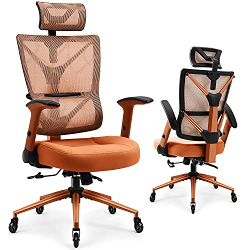 YAMASORO High Back Ergonomic Mesh Office Chair, Metal Frame Home Office Desk Chair with Adjustable Arms, Headrest and Extra Seat…