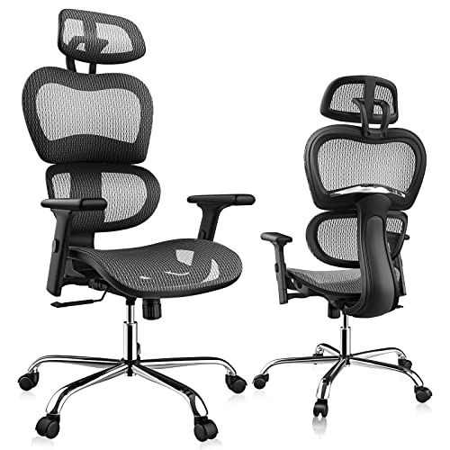 Ergonomic Office Chair – Desk Chair with 3D Adjustable Armrest, Computer Chair with Lumbar Support and Headrest Mesh Chair, Executive…