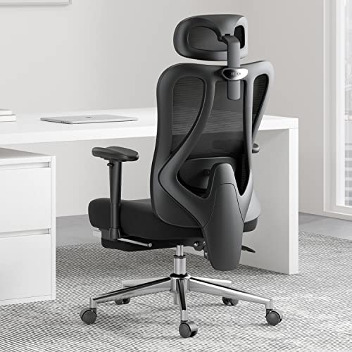 Hbada E1C Ergonomic Office Chair, Rotating Up/Down Lumbar Support, Large Angle Tilt Back, 2D Adjustable Armrests & Headrest, Mesh Computer…