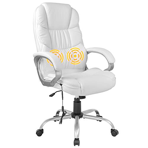 Home Ergonomic Office Chair Massage Comfortable Desk Chair Rolling Swivel Computer Chair with Lumbar Support Headrest Armrest High Back Task…
