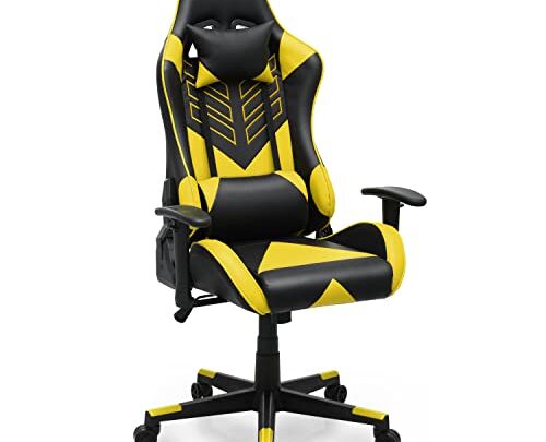MoNiBloom Ergonomic Racing Style Gaming Chair, Adjustable-Height Reclining High Back Computer Chair with Headrest and Lumbar Support, Adult Teen PU…