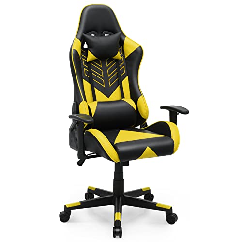 MoNiBloom Ergonomic Racing Style Gaming Chair, Adjustable-Height Reclining High Back Computer Chair with Headrest and Lumbar Support, Adult Teen PU…