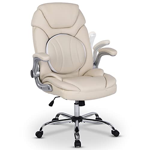 Comermax Ergonomic Executive Office Chairs with Adjustable Lumbar Support, 90-120° Rocking Managerial Chair Swivel Desk Chairs with Padded Flip-up Armrests…