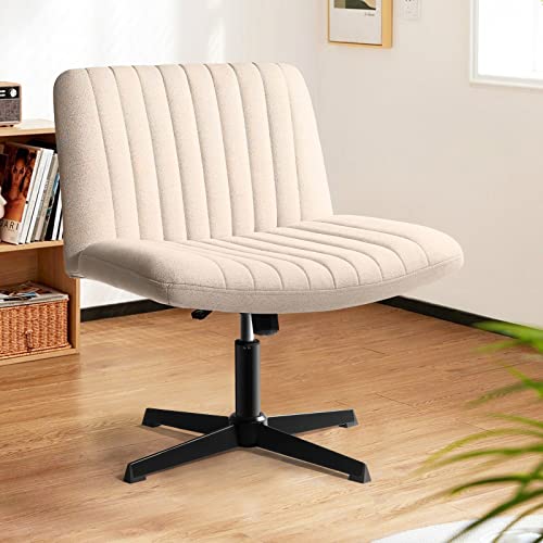 LEMBERI Fabric Padded Desk Chair No Wheels, Armless Wide Swivel Home Office Desk Chair,120°Rocking Mid Back Ergonomic Computer Task Vanity…
