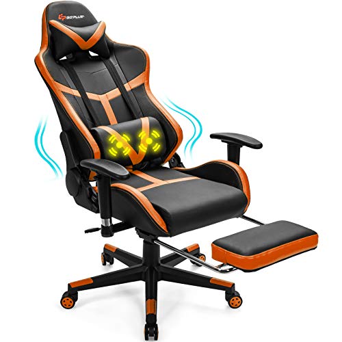 POWERSTONE Gaming Chair, Orange Gaming Chairs Ergonomic Gamer Chair for Adults with Footrest Adjustable Lumbar Support PU Leather High Back…
