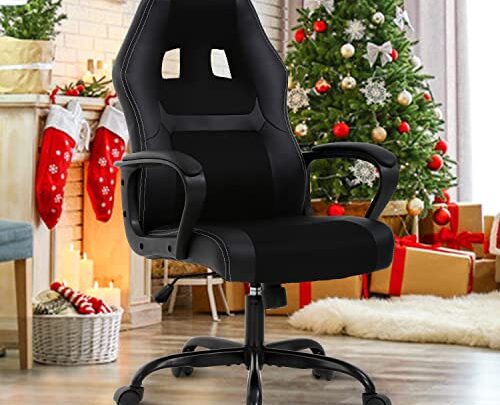 Ergonomic Office Chair Cheap Desk Chair, Mesh PC Gaming Chair with Lumbar Support, Adjustable High Back PU Leather Computer Chair…