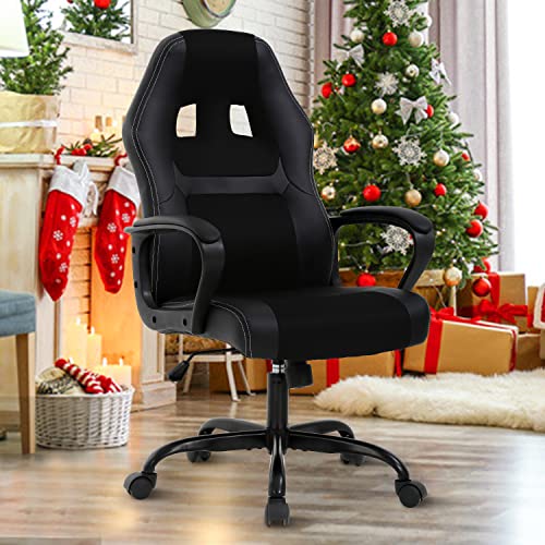 Ergonomic Office Chair Cheap Desk Chair, Mesh PC Gaming Chair with Lumbar Support, Adjustable High Back PU Leather Computer Chair…