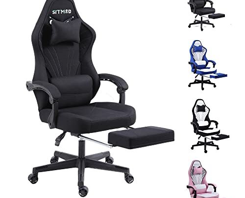 SITMOD PC Computer Gameing Chair,Office Chair Back Support Fabric Ergonomic Video Gamer Chairs,Footrest Lumbar Support Racing Chair Reclining Massage Gaming…
