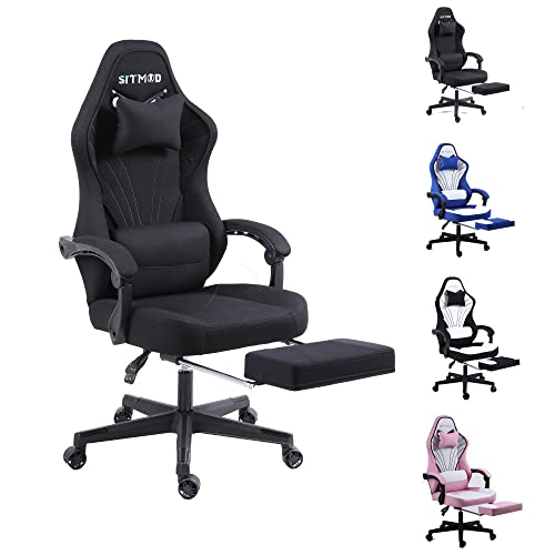 SITMOD PC Computer Gameing Chair,Office Chair Back Support Fabric Ergonomic Video Gamer Chairs,Footrest Lumbar Support Racing Chair Reclining Massage Gaming…