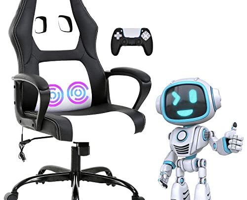 PC Gaming Chair Ergonomic Computer Chair High-Back Racing Gaming Chairs with Lumbar Support Armrest Adjustable PU Leather Office Desk Chair…
