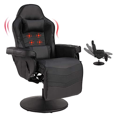 VUYUYU Massage Video Gaming Recliner Chair – Ergonomic Backrest & Seat Height Adjustment Swivel Recliner – PU Leather High Back…