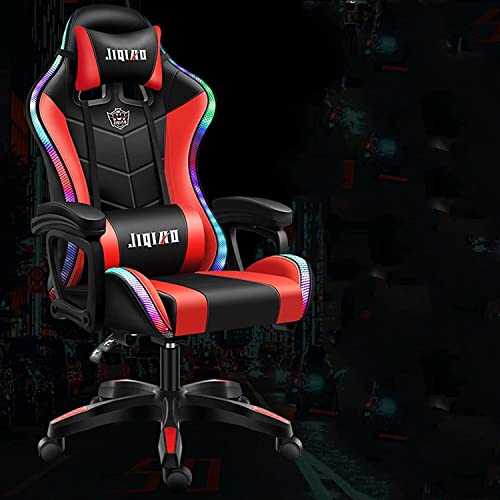 Gaming Chair with Adjustable Massage Lumbar Automatic Speaker Pillow Retractable Footrest and Headrest Racing Ergonomic High Back PU Leather Office…