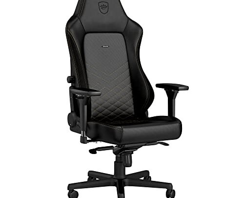 noblechairs Hero Gaming Chair/Office Chair with Lumbar Support, PU Faux Leather, Black/Gold