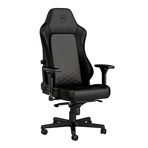 noblechairs Hero Gaming Chair/Office Chair with Lumbar Support, PU Faux Leather, Black/Gold