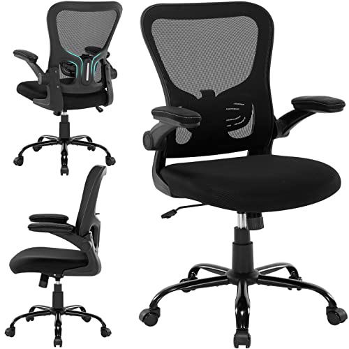 Office Chair Ergonomic Desk Chair – Mesh Thick Foam Cushion Adjustable Height Computer Chair with Lumbar Support and Flip-up Armrests,…