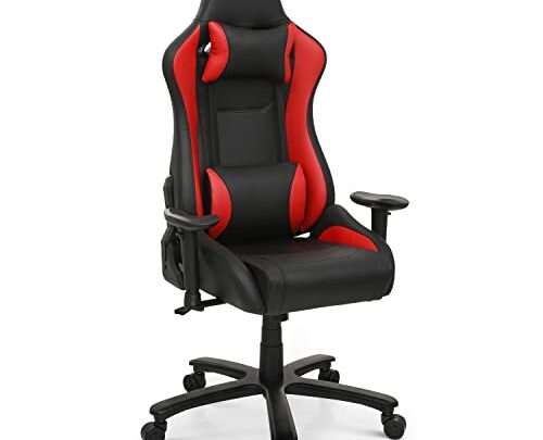 MoNiBloom Racing Style Gaming Chair Adjustable Lumbar Support and Pivot/Angle Adjustable Armrests, Carbon Fiber PU Leather Swivel Computer Chair High-Back…
