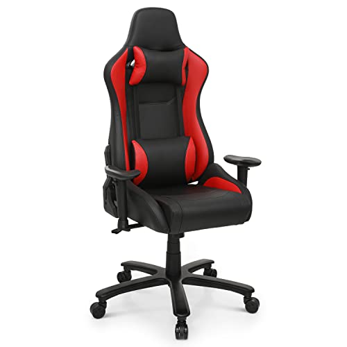MoNiBloom Racing Style Gaming Chair Adjustable Lumbar Support and Pivot/Angle Adjustable Armrests, Carbon Fiber PU Leather Swivel Computer Chair High-Back…