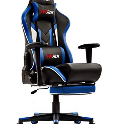 IWMH Gaming Chair, Racing Ergonomic Office Computer Chair with Footrest, High Back Reclining Desk Chair, Adjustable Leather Gamer Chair with…