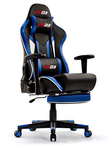 IWMH Gaming Chair, Racing Ergonomic Office Computer Chair with Footrest, High Back Reclining Desk Chair, Adjustable Leather Gamer Chair with…