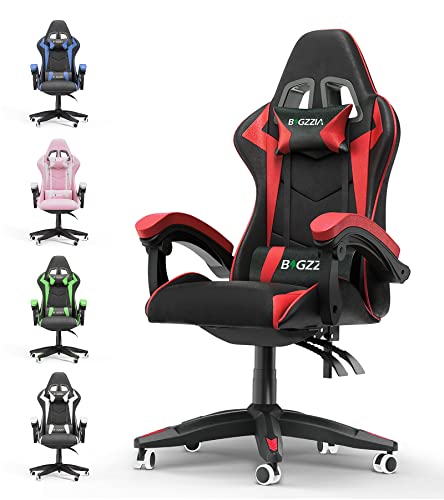 Bigzzia Gaming Chair, Reclining PU Leather Office Desk Chair with Headrest and Lumbar Support, Adjustable Swivel Rolling Video Game Chairs…