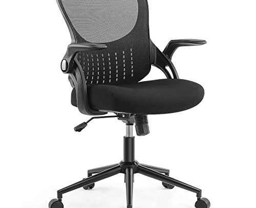 Office Chair – Ergonomic Flip-up Arm Home Office Computer Swivel Task Chair with Lumbar Support, Wide Seat, Thickened Cushion, Widened…