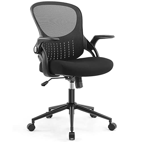 Office Chair – Ergonomic Flip-up Arm Home Office Computer Swivel Task Chair with Lumbar Support, Wide Seat, Thickened Cushion, Widened…
