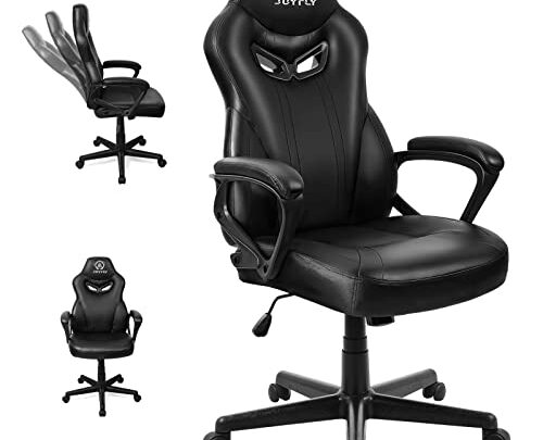 JOYFLY Computer Chair, Computer Chairs for Adults, 300Lbs Ergonomic Office PC Chair with Lumbar Support（Black-Leather）