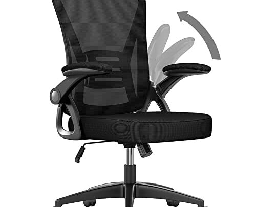 naspaluro Ergonomic Office Chair, Mid-Back Computer Chair with Adjustable Height, Flip-Up Arms and Lumbar Support, Breathable Mesh Desk Chair for…