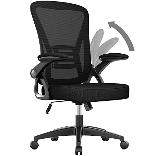 naspaluro Ergonomic Office Chair, Mid-Back Computer Chair with Adjustable Height, Flip-Up Arms and Lumbar Support, Breathable Mesh Desk Chair for…