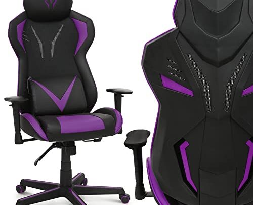 MoNiBloom Racing Style Gaming Chair for Computer Game, PU Leather Home Office Ergonomic 360 Degree Swivel Reclining High-Back Game Chair…